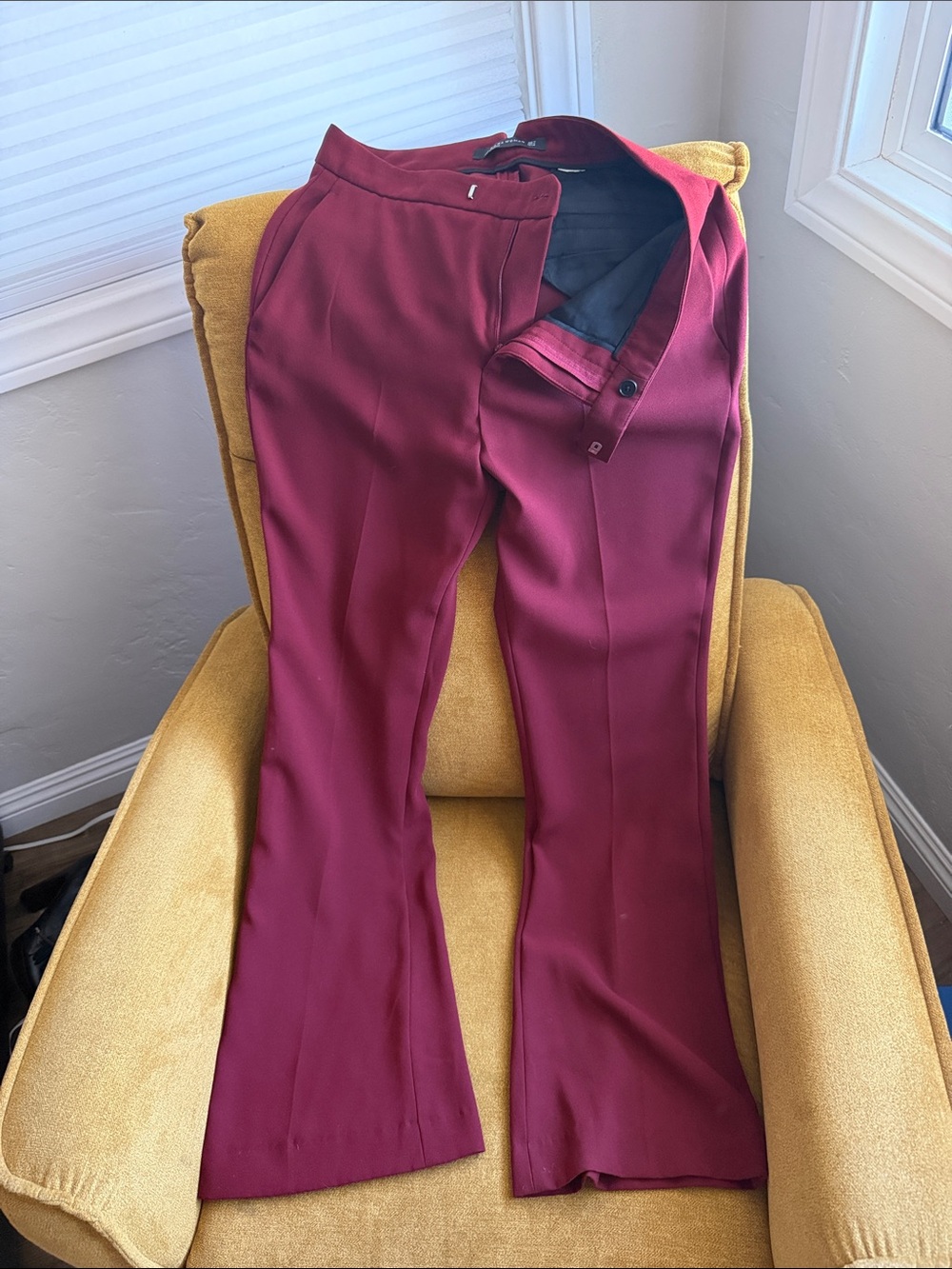 Zara Wine Red Flare Trousers